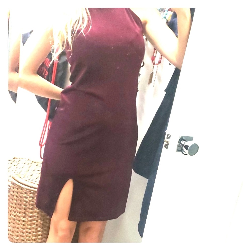 Burgundy velvet cocktail dress
